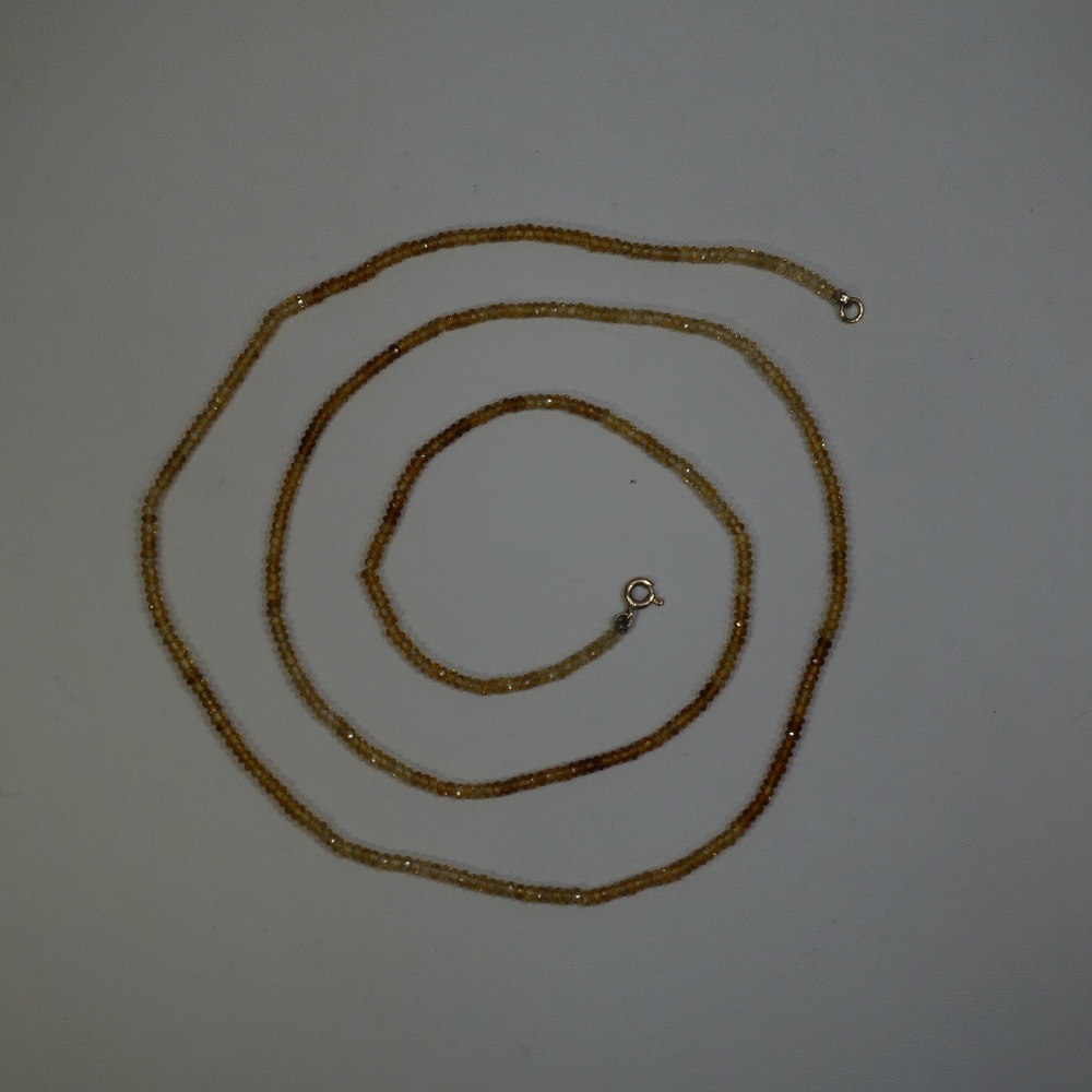 28" 3mm Rondelle Cut Genuine Citrine Bead Necklace